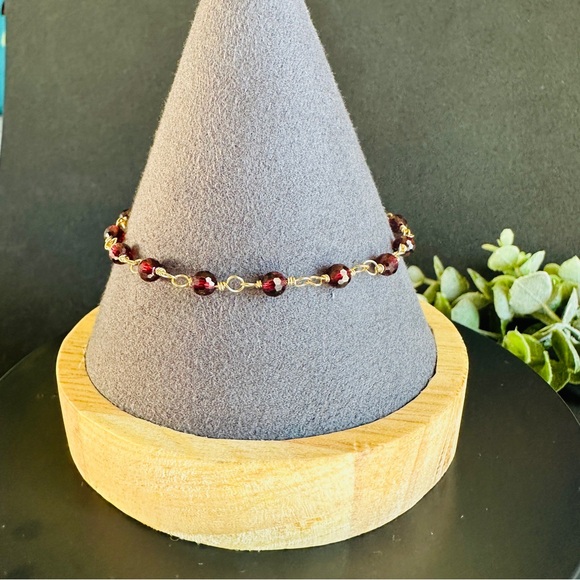 Garnet Bracelet 14k Gold Filled Beaded Rosary chain - Picture 9 of 9